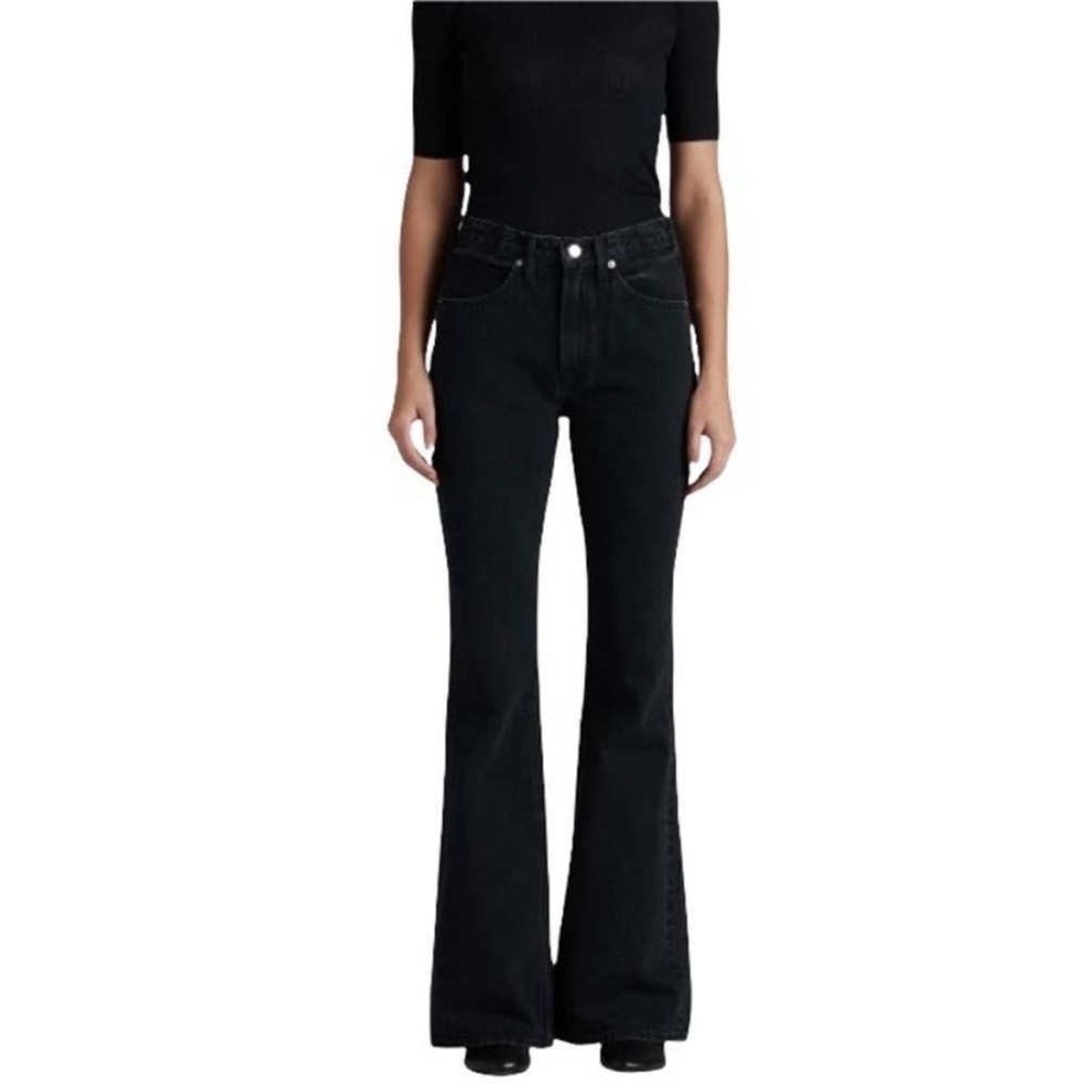 NWT Edwin Size 30 Chrissy Wide Flare Jeans Cotton Black Cotton MSRP $228